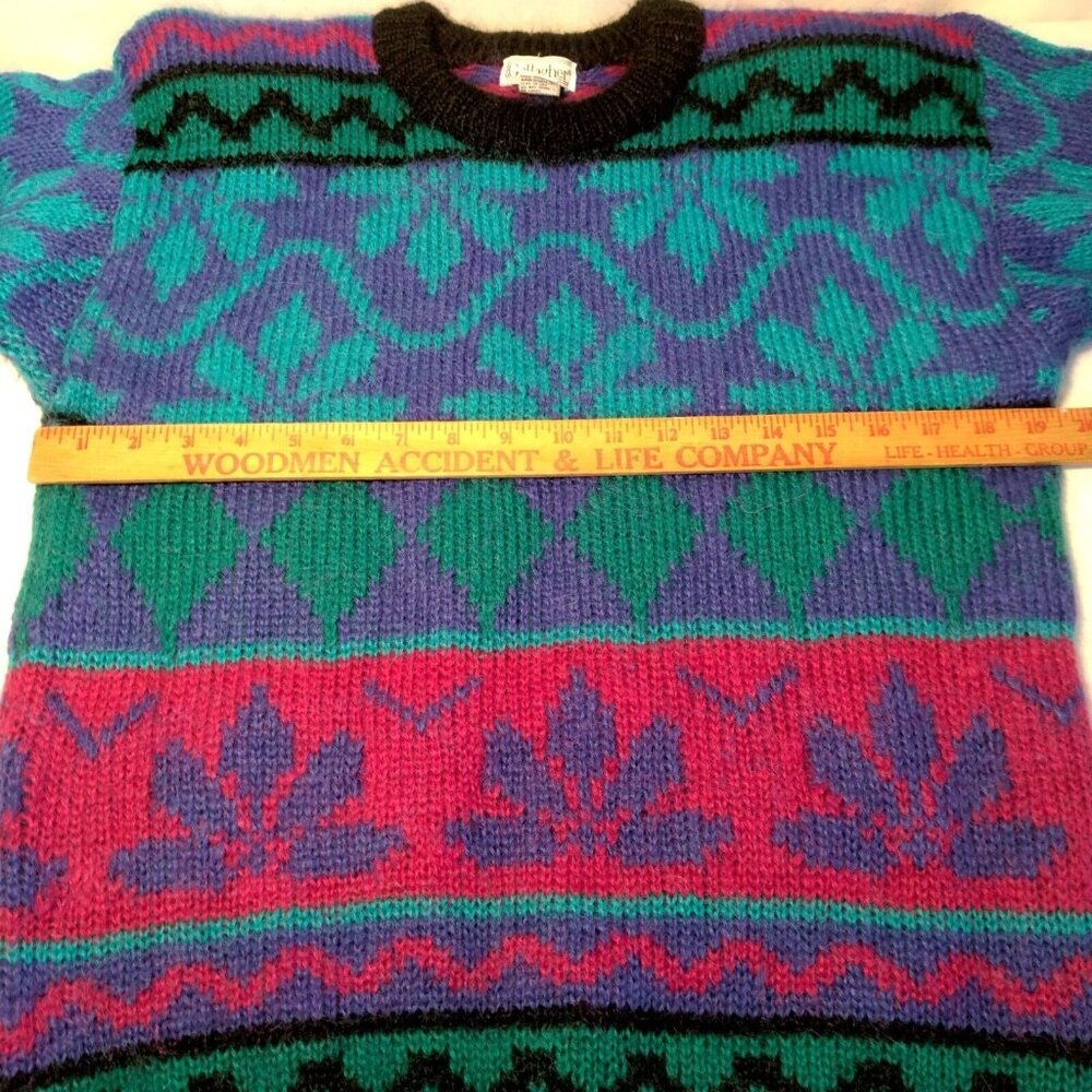 Gallagher Sweater Womens M Crew Neck Striped Vintage 1990s Retro Mohair Blend - Picture 4 of 12